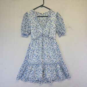 Allison & Kelly Dress Womens S Babydoll Floral Cottagecore Peasant Milkmaid Blue